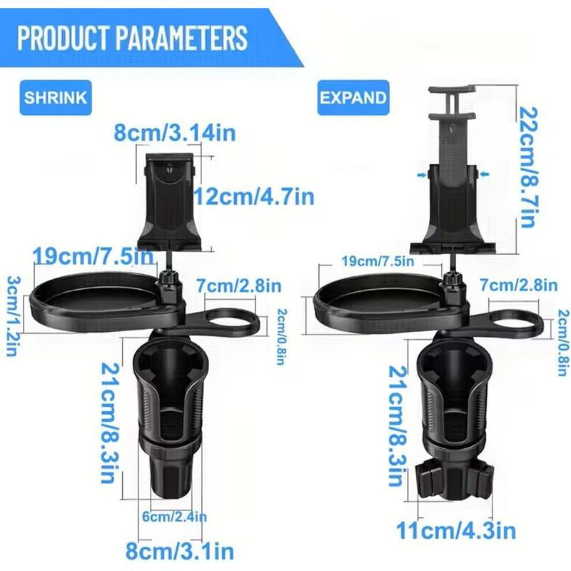 4 in 1 Car Table Tray,360° Rotation Cup Holder Tray for Car ,Mobile Phone Holder Car Cup Holder Tray , Compatible with Vehicles, Car, Road Trip Essentials