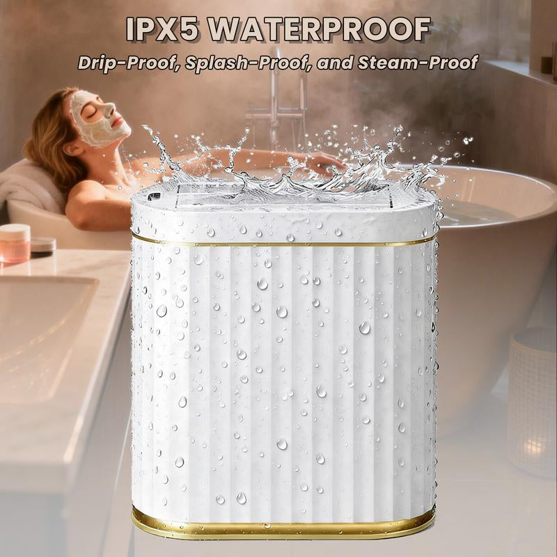 ELPHECO Smart Sensiong Touchless Trash Can with Lid 2Gal Bathroom Trash Can with Anti-Slip Base, Ipx5 Waterproof, Odor-Proof
