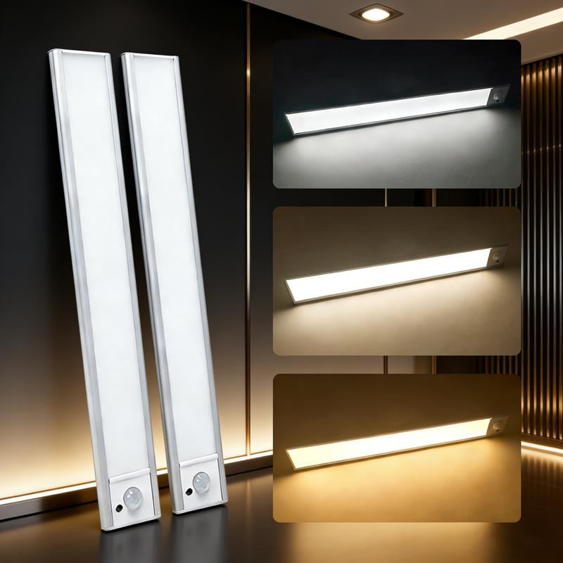 Under Cabinet Lighting, 11.81In Motion Sensor Light Indoor Rechargeable, Closet Lights Battery Operated for Kitchen Cabinets, Shelves, Walls (2 Pack)