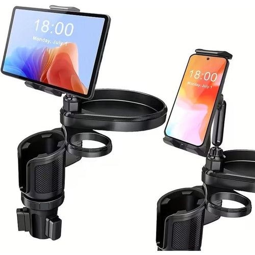 4 in 1 Car Table Tray,360° Rotation Cup Holder Tray for Car ,Mobile Phone Holder Car Cup Holder Tray , Compatible with Vehicles, Car, Road Trip Essentials