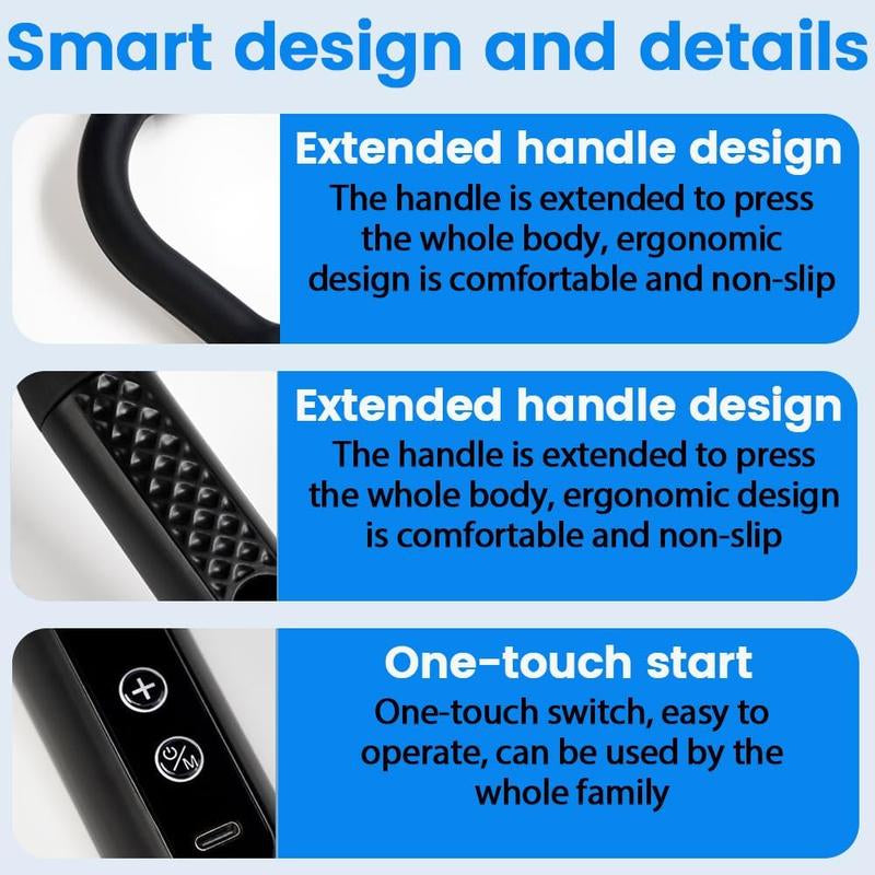【Ultimate Deep Tissue Pain Relief】 Handheld Massage Gun with 9 Intensity Modes, 4 Interchangeable Heads, Quiet Brushless Motor & Extended Handle – Rechargeable Body Massager for Back, Neck, Shoulders, Legs & Everyday Relaxation Gift Idea Daily