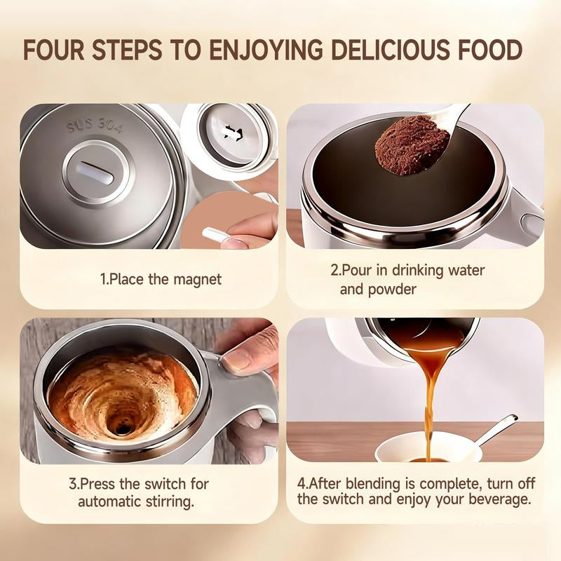 Rechargeable Self Stirring Mug - Magnetic Electric Auto Mixing Stainless Steel Cup for Office/Kitchen/Travel/Home Coffee/Tea/Hot Chocolate/Milk-430 Ml/14.5 Oz