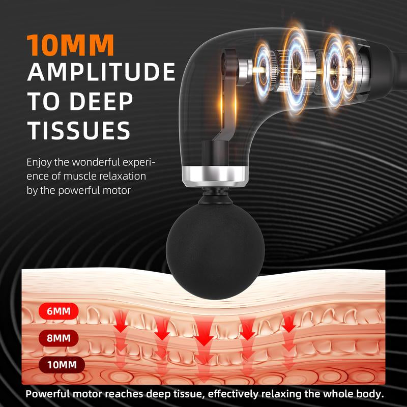 【Ultimate Deep Tissue Pain Relief】 Handheld Massage Gun with 9 Intensity Modes, 4 Interchangeable Heads, Quiet Brushless Motor & Extended Handle – Rechargeable Body Massager for Back, Neck, Shoulders, Legs & Everyday Relaxation Gift Idea Daily