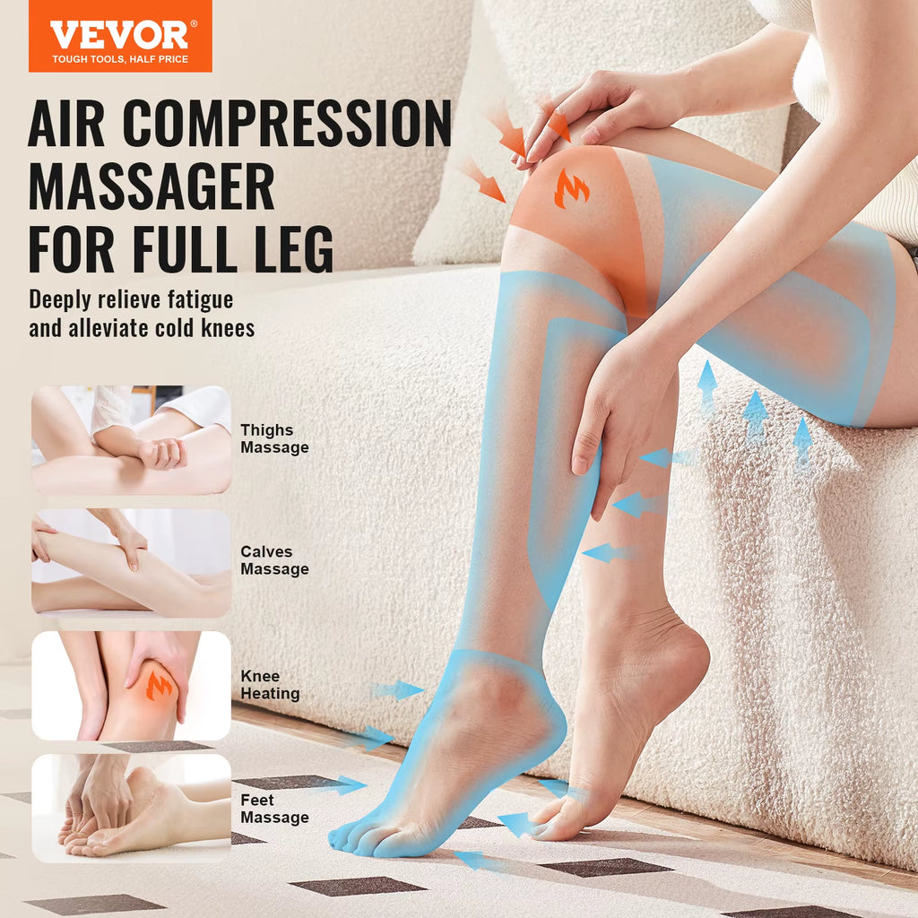 Succebuy Full Leg Massager Air Compression Foot Calf Thigh Knee Leg Compression Massager Boots for Circulation Swelling