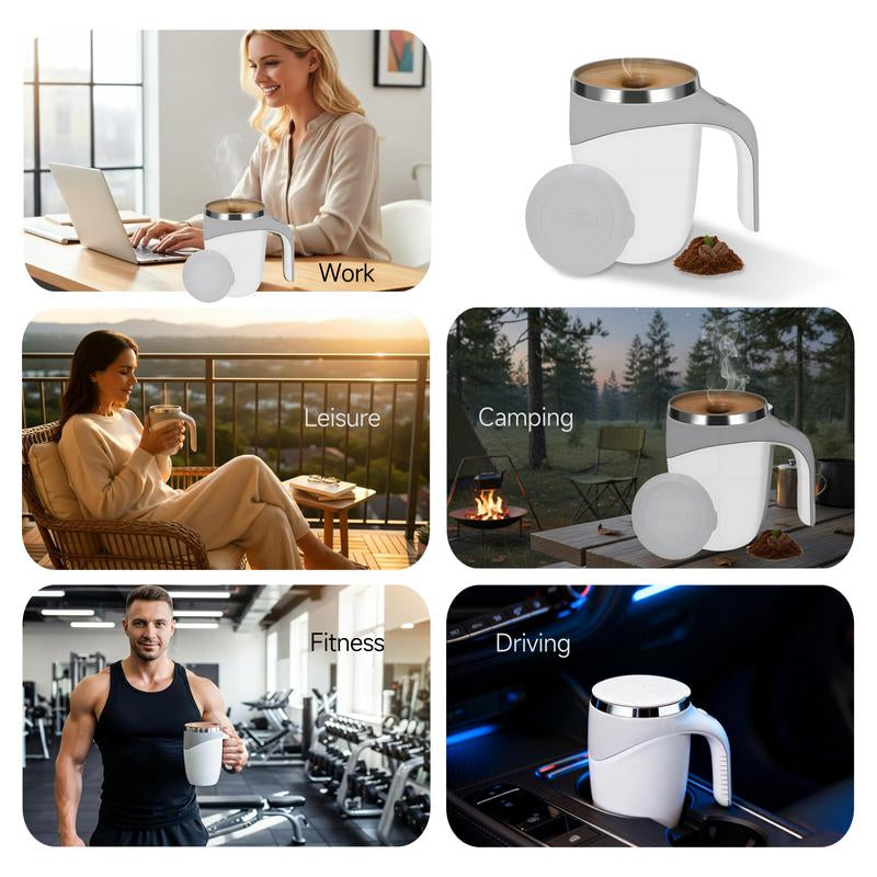 Rechargeable Self Stirring Mug - Magnetic Electric Auto Mixing Stainless Steel Cup for Office/Kitchen/Travel/Home Coffee/Tea/Hot Chocolate/Milk-430 Ml/14.5 Oz