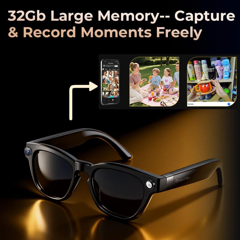 AI Smart Glasses with 8MP HD Camera,4K Photos, 1080P Video Recording , Real Time Translation, Voice Assistant,Free Light-Blocking Sticker. for Travel, Meetings & Vlogging, Bluetooth Eyewear with Voice Assistant and Photochromic Lenses ,Touch Adjustment,